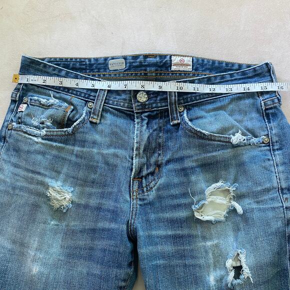 AG "Matchbox" Slim Straight Men's Distressed Destroyed Denim Jeans Size 30 Blue - Picture 7 of 9